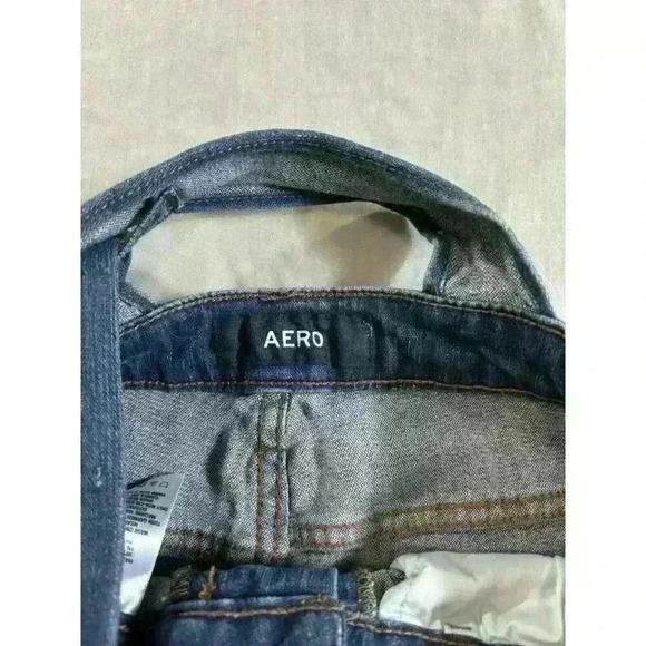 Aero Womens Medium Wash Overall Jean Pants Size 2 Blue Distressed Aeropostale - Picture 7 of 8